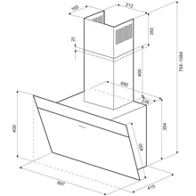 Наклонная вытяжка KRONA Kristen 900 black/inox S — фотография 15