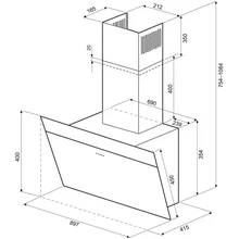 Наклонная вытяжка KRONA Kristen 900 white/inox S — фотография 15