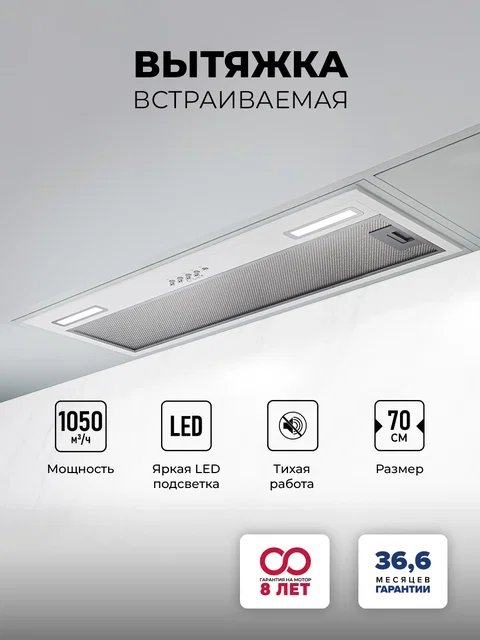 Вытяжка кухонная встраиваемая LEX HYPER 900 WH