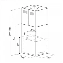 Вытяжка кухонная островная LEX Tubo Quattro Isola 350 Inox — фотография 5