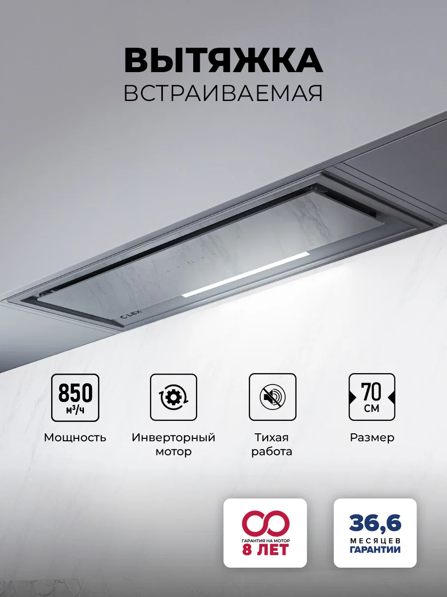 Вытяжка кухонная встраиваемая LEX HYPER 900 GS Inverter GR — фотография 1