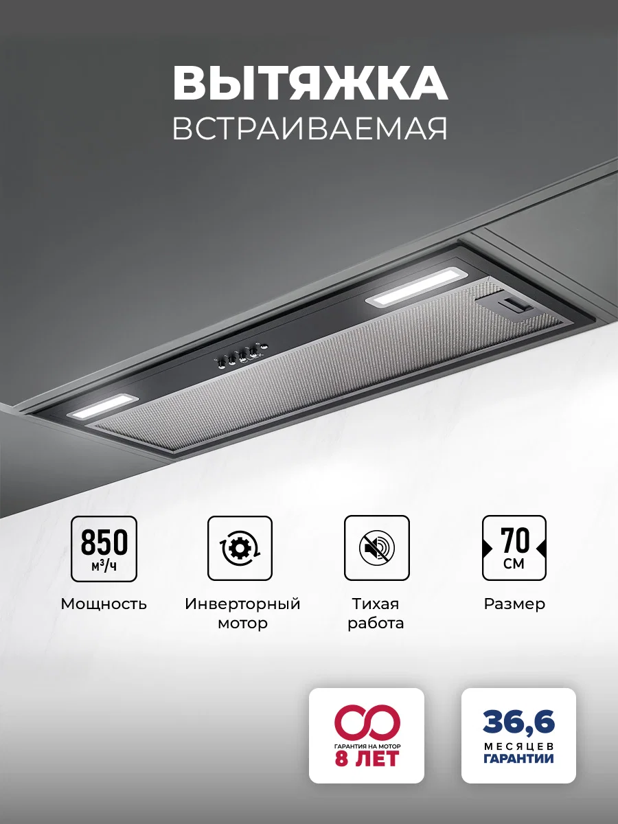 Вытяжка кухонная встраиваемая LEX HYPER 900 Inverter BL — фотография 1