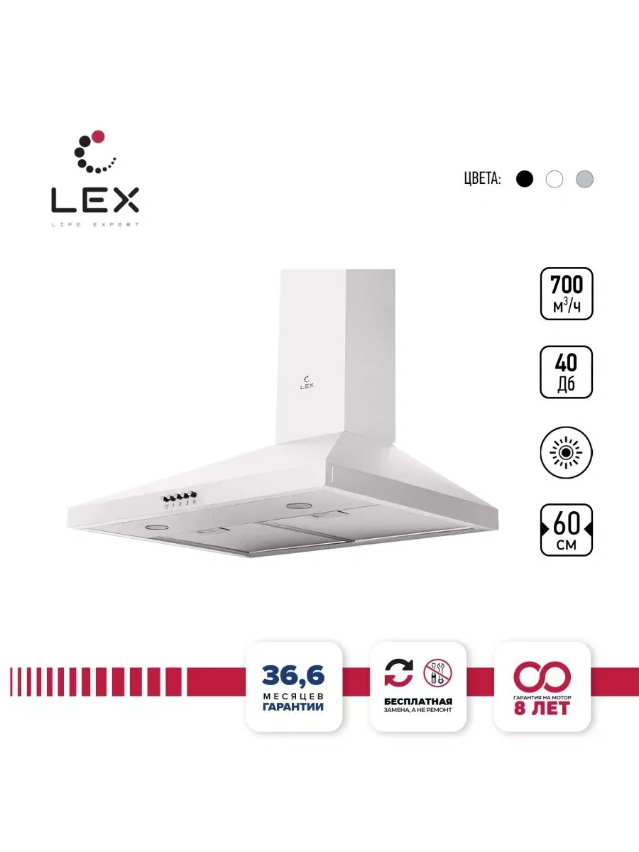 Вытяжка кухонная купольная LEX BRIZ 600 White — фотография 1