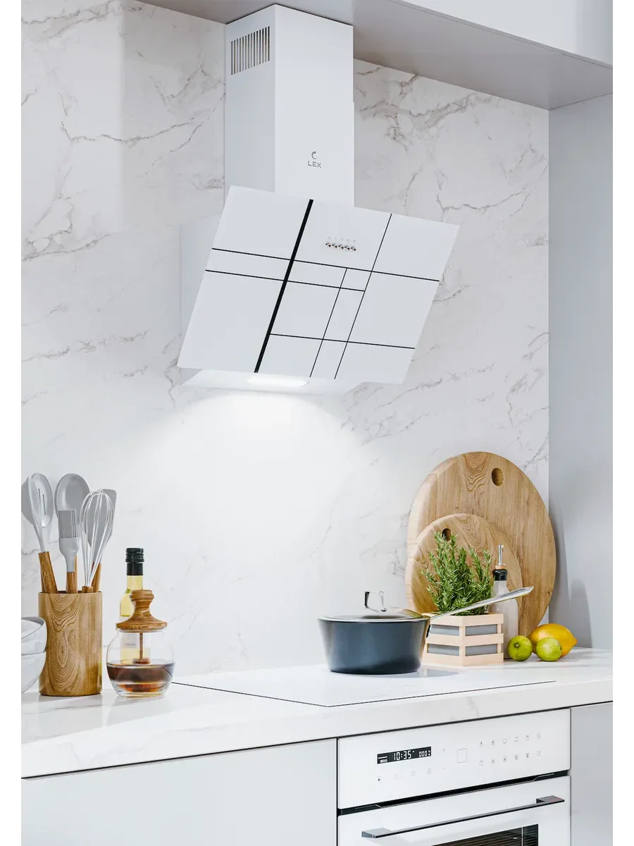 Вытяжка кухонная наклонная LEX MOZA 600 R1 White — фотография 1