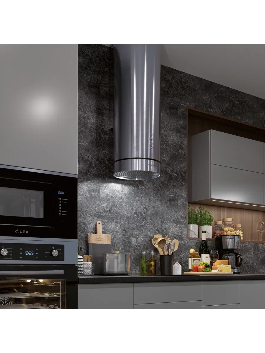 Вытяжка кухонная островная LEX Tubo Isola 350 Inox — фотография 1