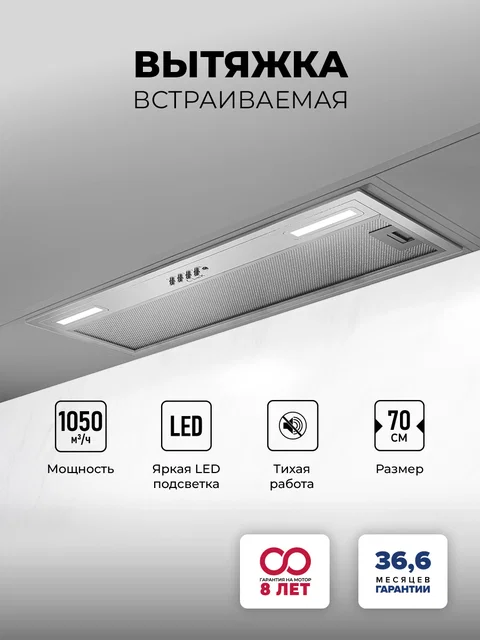 Вытяжка кухонная встраиваемая LEX HYPER 900 IX