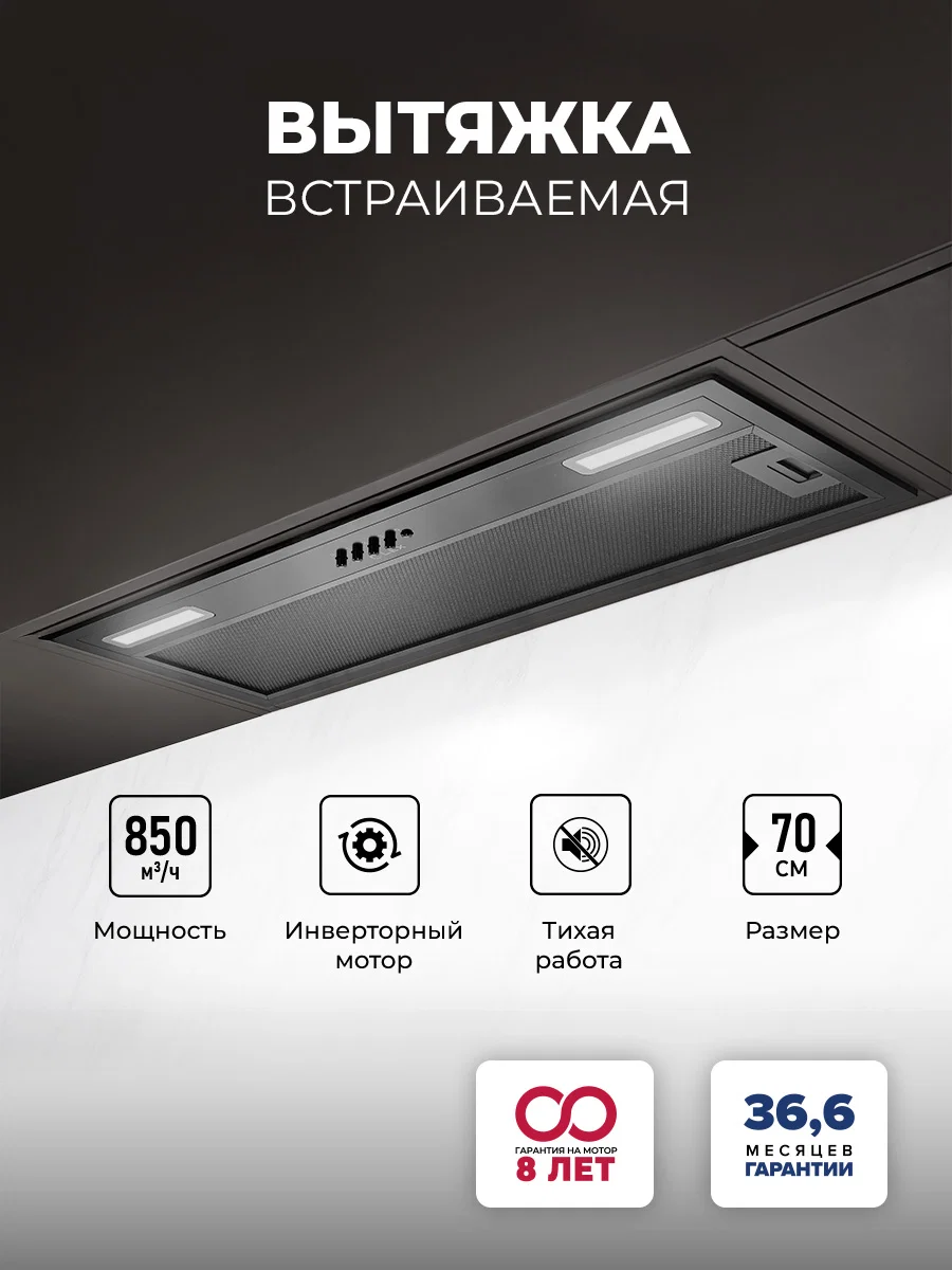 Вытяжка кухонная встраиваемая LEX HYPER 900 Inverter BBL — фотография 1