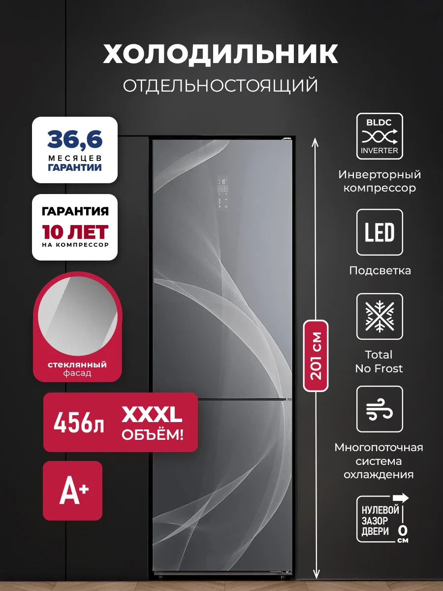 Холодильник отдельностоящий с инвертором LEX LKB201GrGIDMax Wind — фотография 1