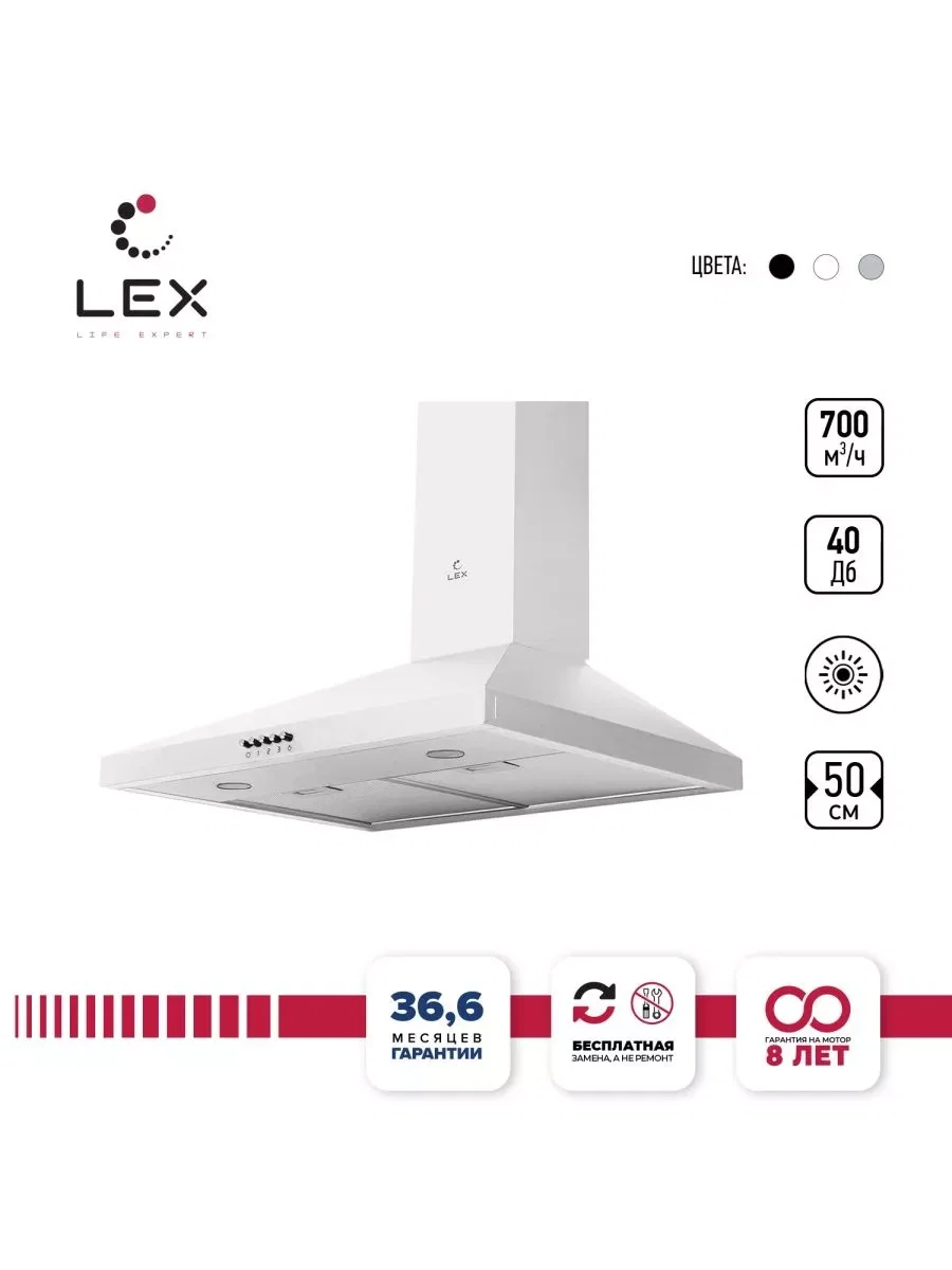 Вытяжка кухонная купольная LEX BRIZ 500 White — фотография 1
