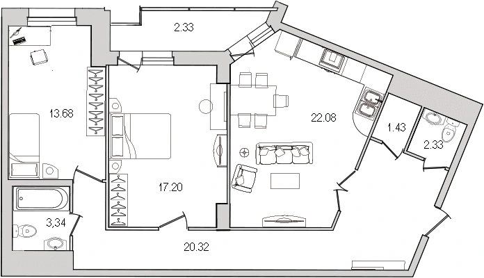 Планировка: 2‑комнатная · 83,5 м² · ЖК «Шекспир»