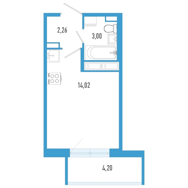 Планировка: Студия · 20,54 м² · ЖК «Аэросити 7»