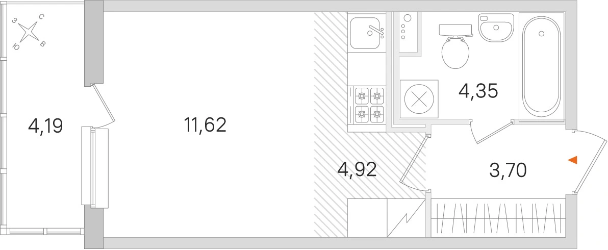 Планировка: Студия · 24,59 м² · ЖК «Ясно.Янино»