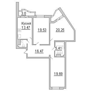 Планировка: 3‑комнатная · 100,2 м² · ЖК «Лондон Парк»