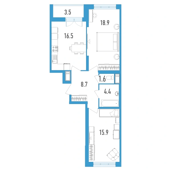 Планировка: 2-комнатная · 67,8 м² · ЖК «Колумб»