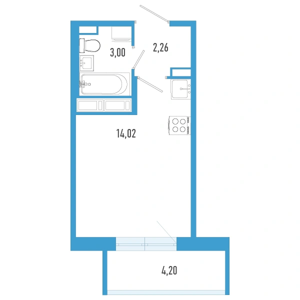 Планировка: Студия · 20,54 м² · ЖК «Аэросити 7»