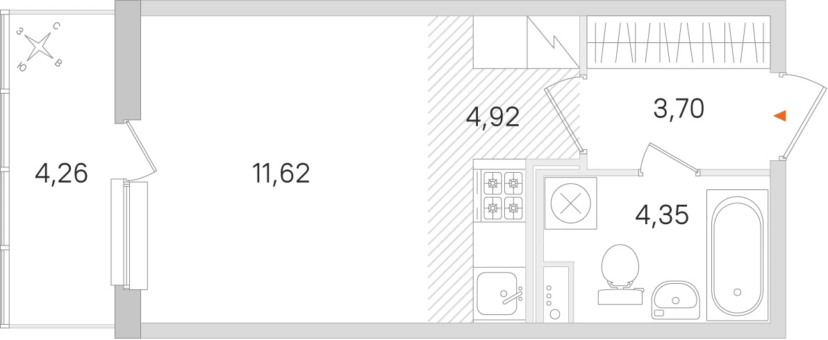 Планировка: Студия · 24,59 м² · ЖК «Ясно.Янино»