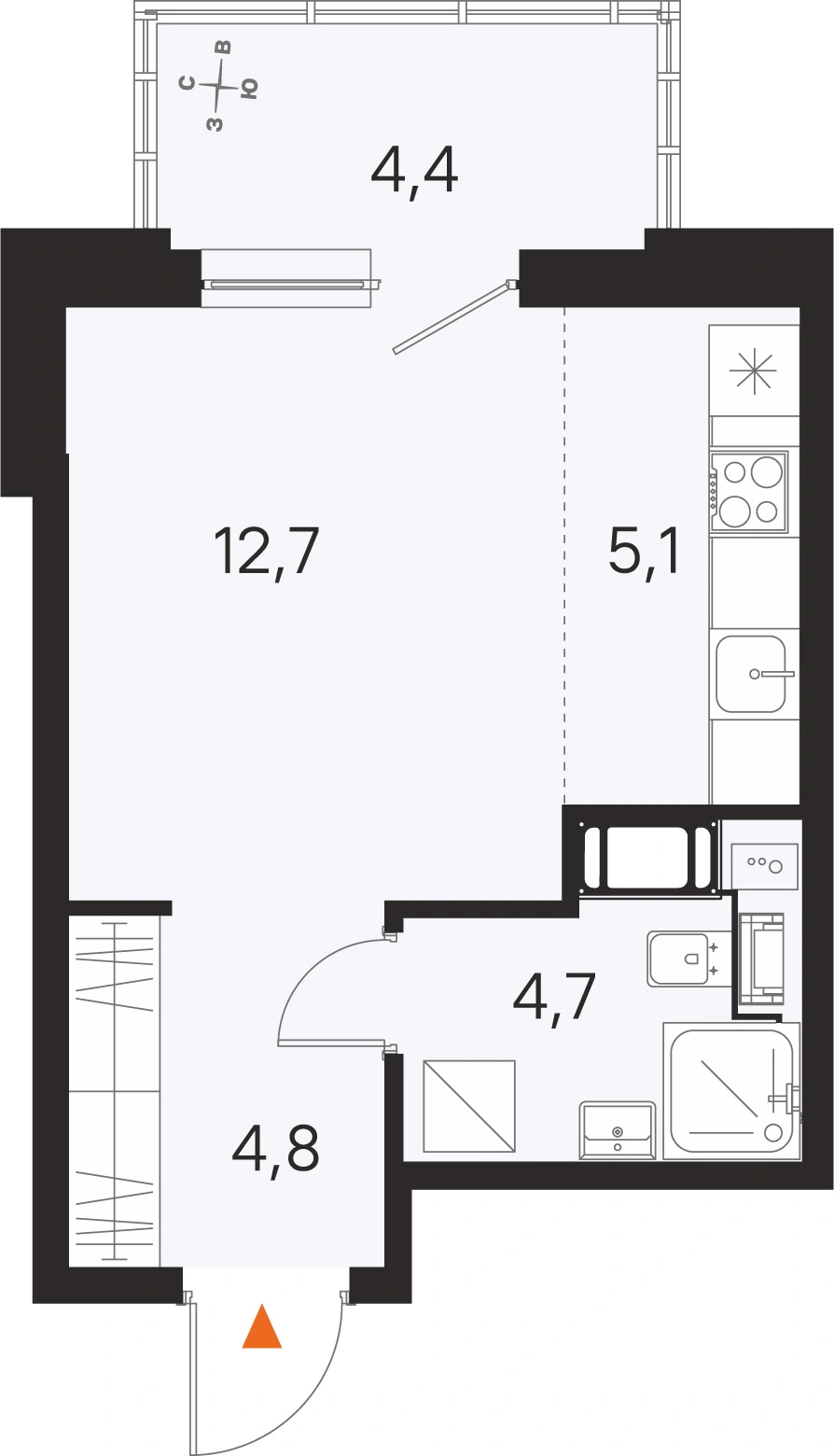 Планировка: Студия · 27,3 м² · ЖК «М36»