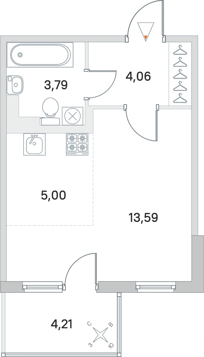 Планировка: Студия · 26,44 м² · ЖК «Новое Сертолово»