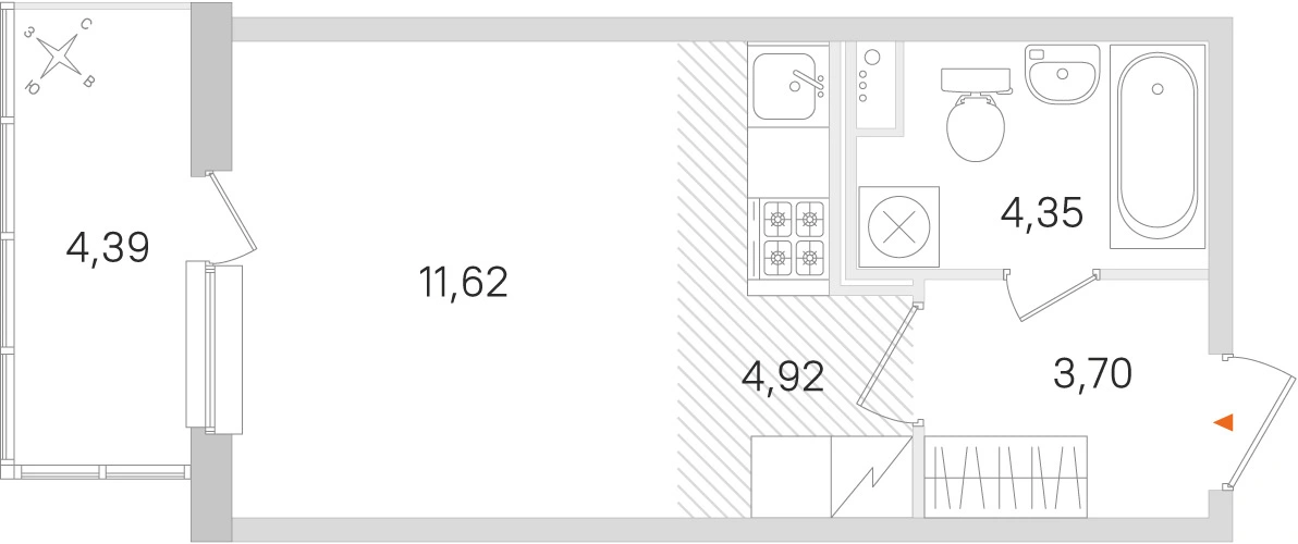 Планировка: Студия · 24,59 м² · ЖК «Ясно.Янино»