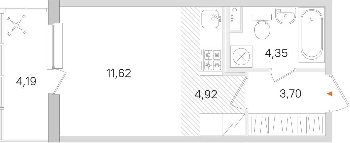 Планировка: Студия · 24,59 м² · ЖК «Ясно.Янино»