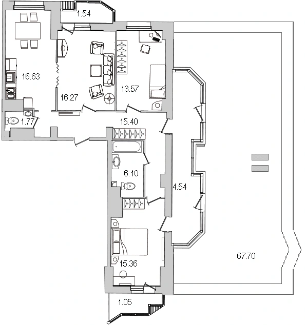 Планировка: 3‑комнатная · 127,4 м² · ЖК «Шекспир»